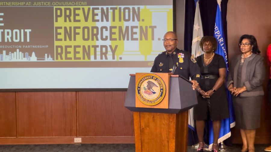 FILE - Detroit Police Chief James White gives an update on the One Detroit violence reduction efforts for the summer of 2023.