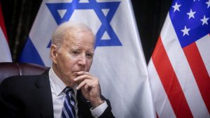 U.S. President Joe Biden pauses during a meeting with Israeli Prime Minister Benjamin Netanyahu to discuss the war between Israel and Hamas, in Tel Aviv, Israel, Wednesday, Oct. 18, 2023.