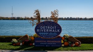 A ribbon cutting celebration was held on Saturday, Oct. 21 to mark the completion of the East Riverfront and Uniroyal Promenade.
