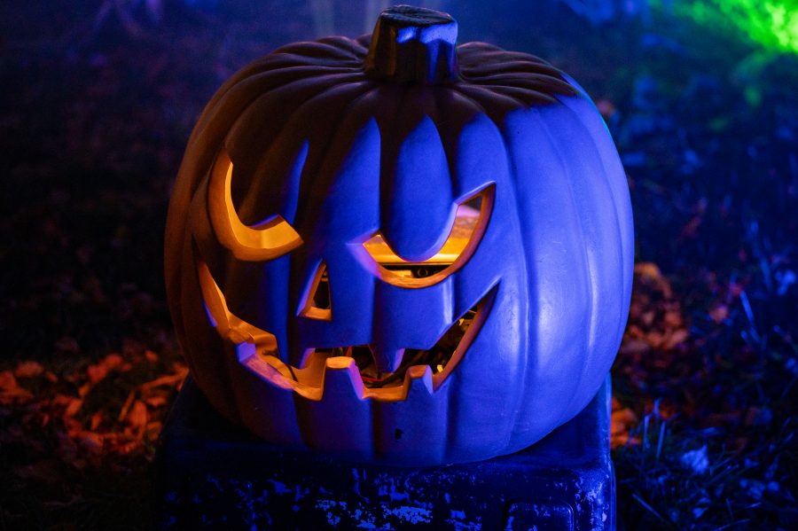 Spooky pumpkin in a Halloween display