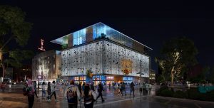 A rendering of Detroit Music Hall’s planned $122 million expansion.