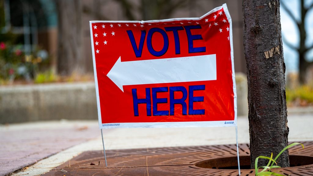 Vote Here sign in Michigan