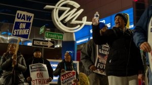 Unionized casino workers rallied in front of MotorCity Casino in Detroit on Nov. 15, 2023.