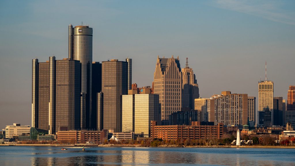 Detroit's skyline from Belle Isle on November 16, 2023
