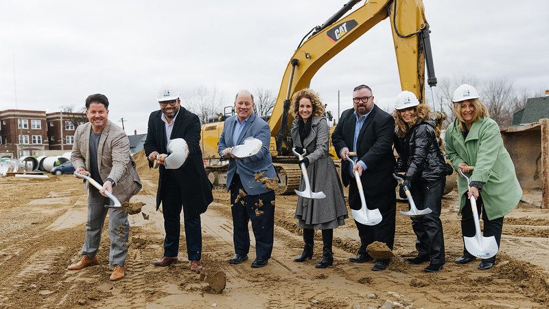 Detroit Mayor Mike Duggan helps MiSide, state and local leaders break ground on the new Campbell Street Apartments in southwest Detroit.