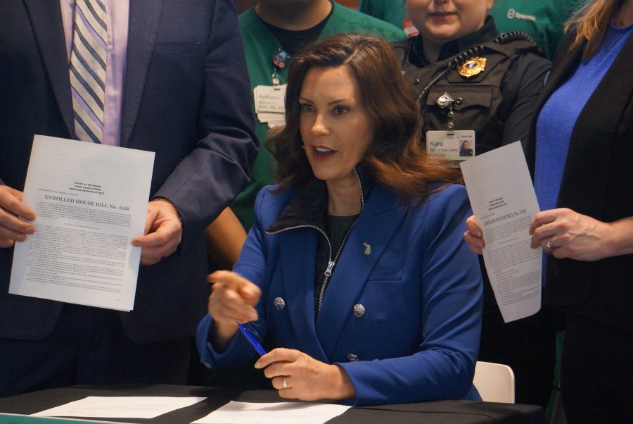 Gov. Gretchen Whitmer (D) says she hopes new laws to toughen penalties for threatening or assaulting health care workers will inspire more people to become medical professionals.