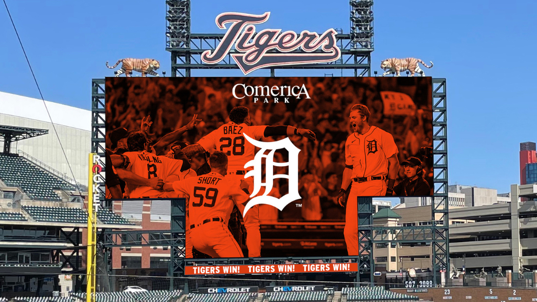 Rendering of the new video board to be installed at Comerica Park in Detroit.