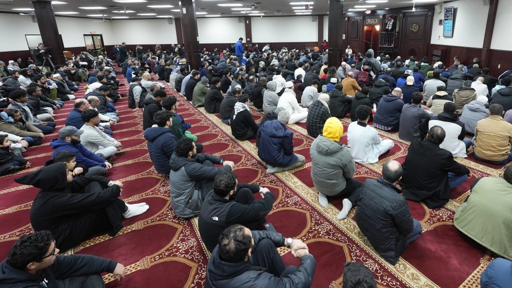 Imam Omar Suleiman speaks at the Islamic Center of Detroit in Detroit, Friday, Jan. 26, 2024. President Joe Biden's campaign manager has traveled to Michigan, where many Arab American leaders are enraged over the administration's policy toward Israel, and found some top activists unwilling to meet.