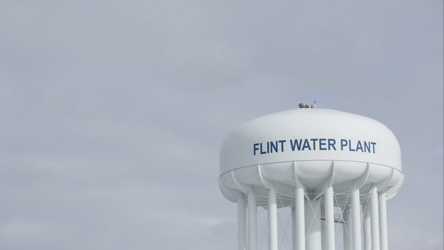 FILE - The Flint Water Plant tower is seen, Friday, Feb. 26, 2016 in Flint, Mich.