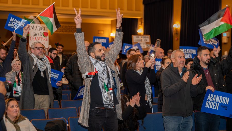 A pro-Palestinian/ Abandon Biden rally at Fordson High School in Dearborn on Jan. 31, 2024.