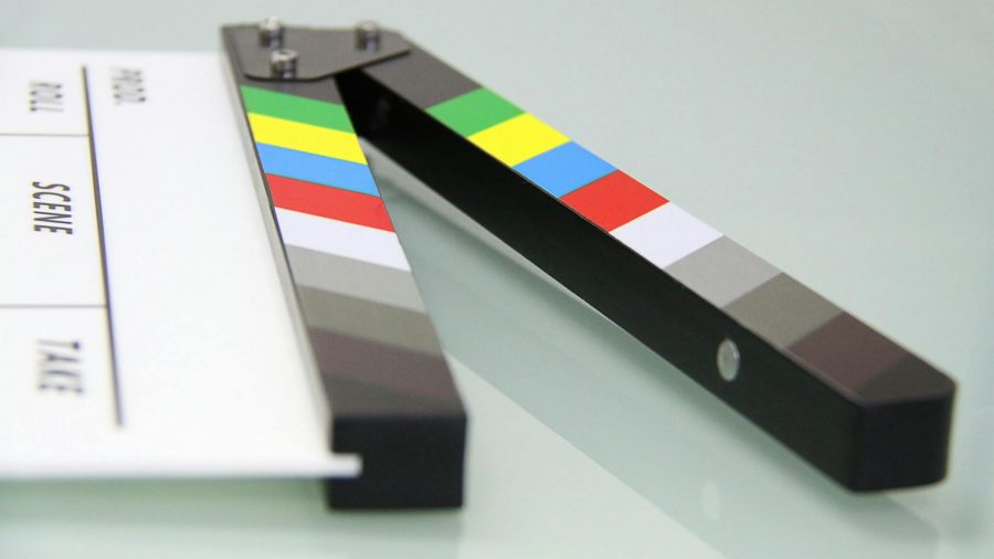 Stock photo of a clapperboard.
