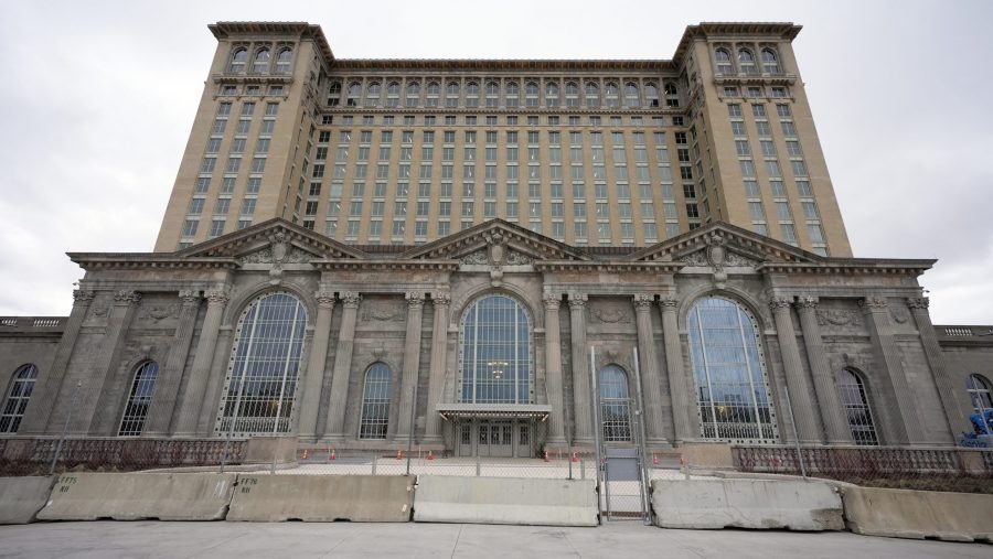 The Michigan Central Station is seen, Monday, March 18, 2024, in Detroit. Bill Ford, executive chair of Ford Motor Co., and his wife Lisa Ford are raising $10 million to help 10 Detroit nonprofit organizations that serve young people start endowments. Lisa Ford said the campaign comes alongside Ford's investment in the refurbishment of the long abandoned train station.