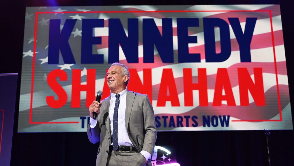 Independent presidential candidate Robert F. Kennedy Jr. speaks to supporters during a campaign event, Sunday, April 21, 2024, in Royal Oak, Mich.