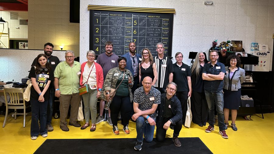 WDET donors and staff toured Third Man Pressing in Detroit in May 2023.