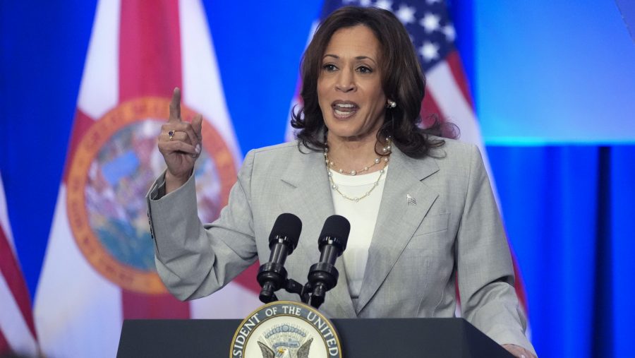 Vice President Kamala Harris speaks at an event in Jacksonville, Fla., Wednesday, May 1, 2024.