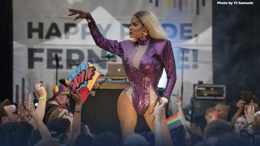 A drag queen performs at Ferndale Pride