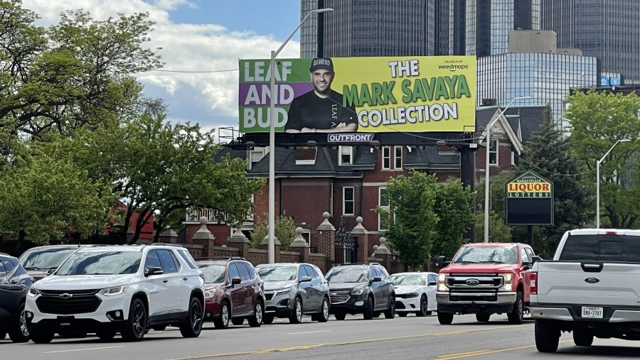 Mark Savaya Leaf and Bud Billboard on Jefferson Avenue in Detroit, May 10, 2024.
