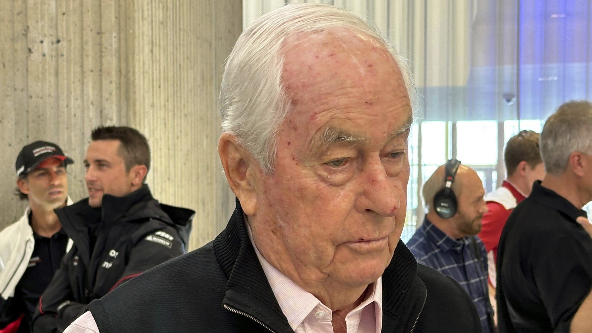 Car owner Roger Penske with the the media, Thursday, May 30, 2024, in Detroit. Penske is well aware that his integrity has been questioned due to a cheating scandal that cost Josef Newgarden his IndyCar season-opening victory.