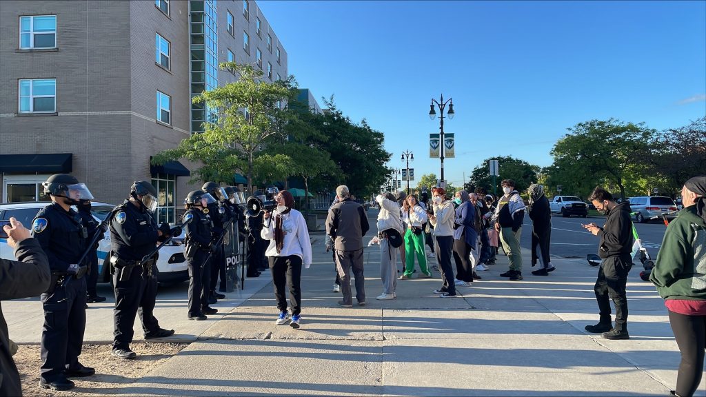 Wayne State University police broke up the pro-Palestinian encampment on the university's campus on Thursday, May 30, 2024.