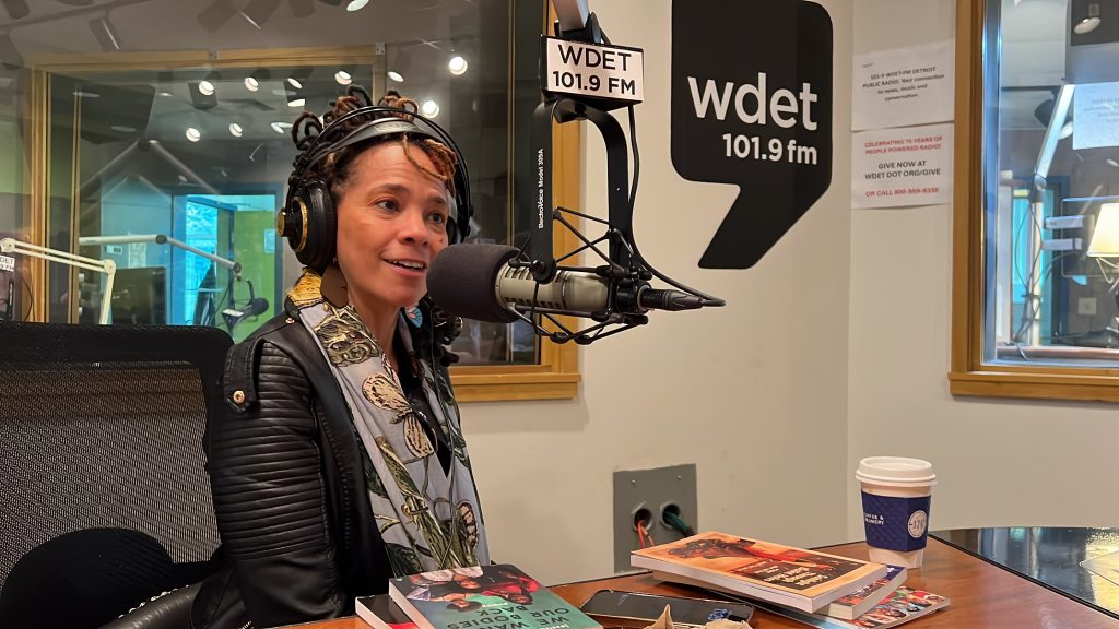 Detroit Poet Laureate jessica Care moore at WDET Studios, May 1, 2024.