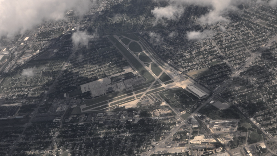 An aerial view of Coleman A. Young Municipal Airport.