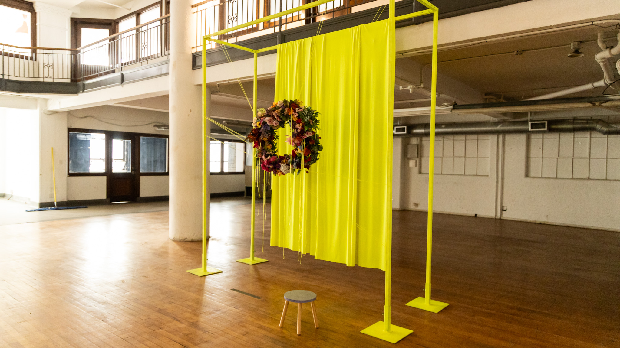 A flower piece at Lisa Waud's "Portrait" art installation inside the Boyer Campbell building in Detroit on June 26, 2024. (Photo by Tayler Simpson, WDET)