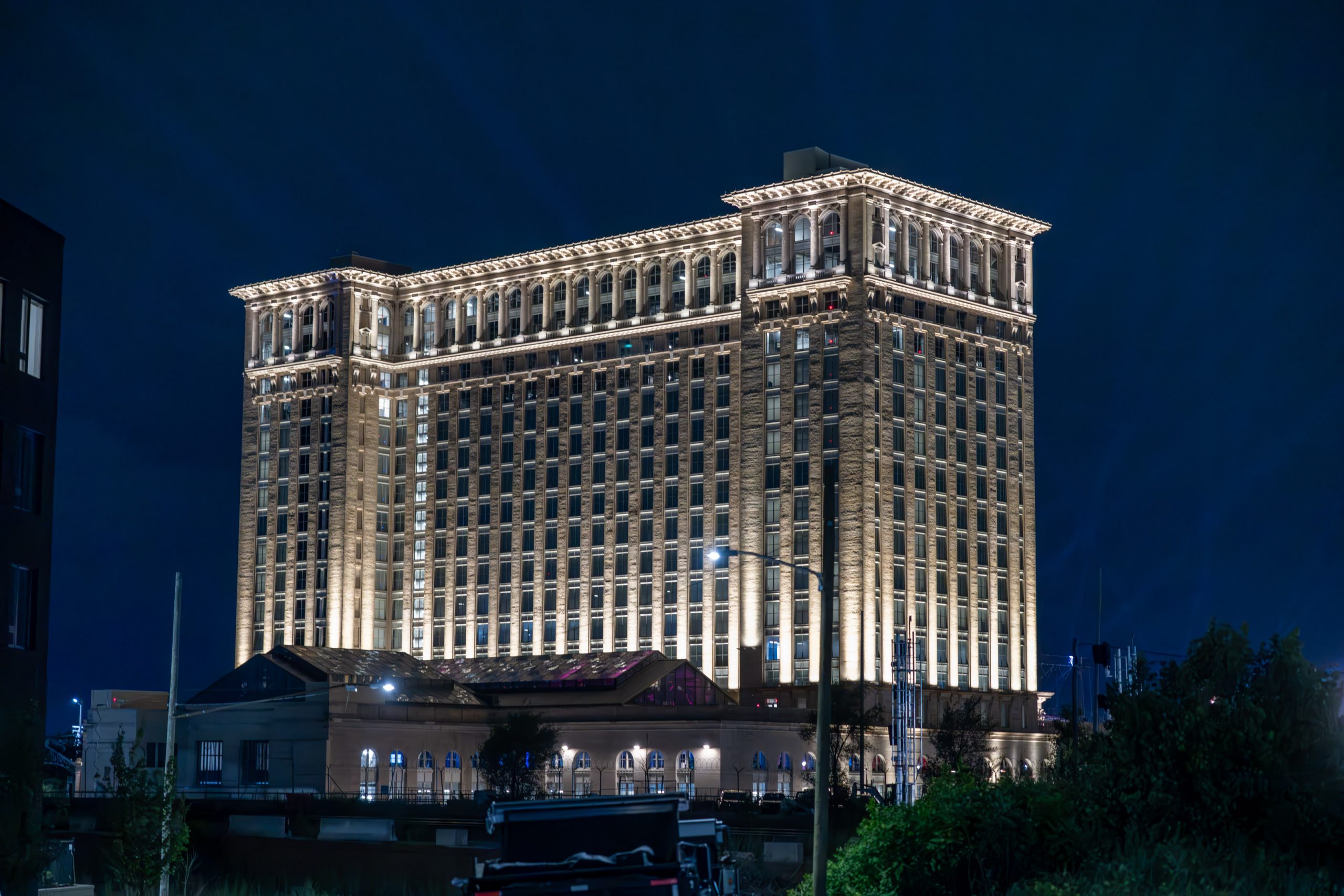 An exterior view of the renovated Michigan Central Station on Thursday, June 6, 2024.