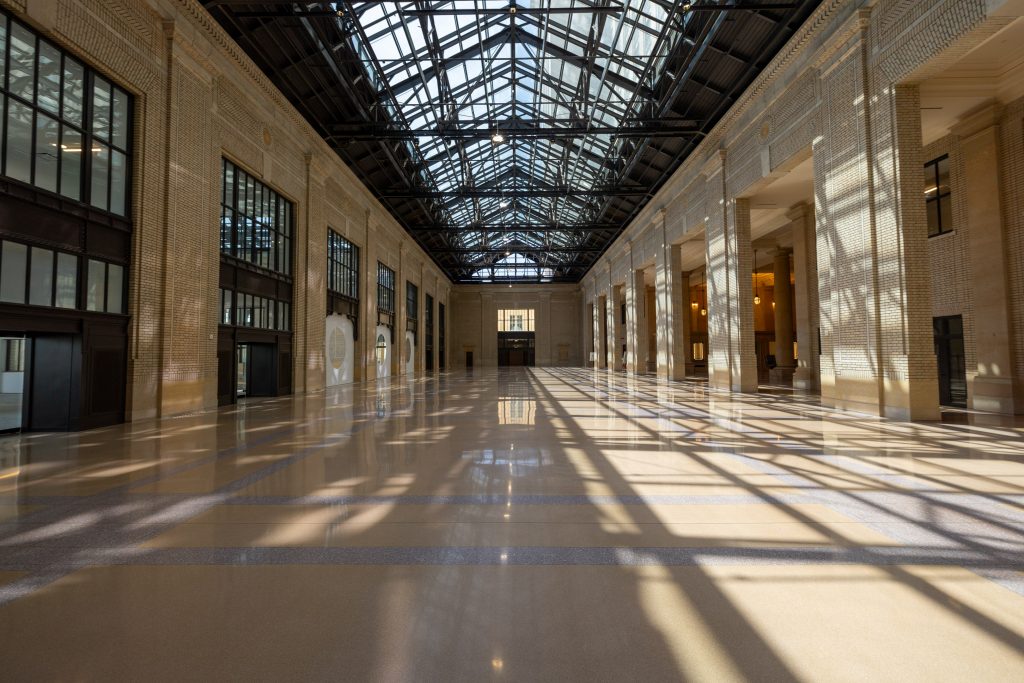 An interior view of the renovated Michigan Central Station.