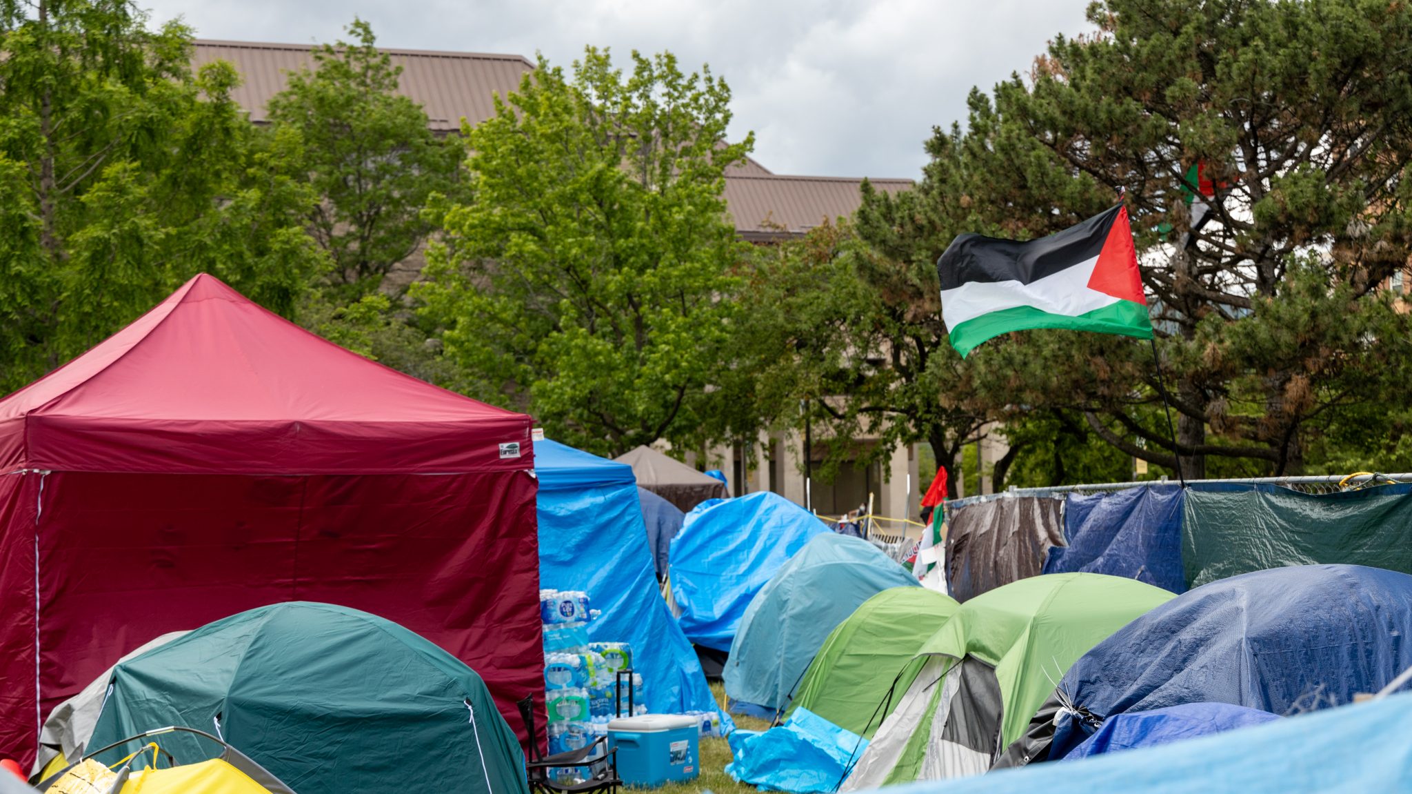 The pro-Palestinian encampment on Wayne State University's campus in Detroit on May 29, 2024, one day before it was dismantled by WSU police.