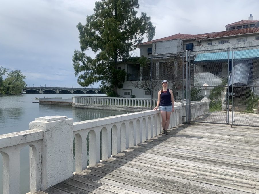 WDET listener Erin Rose Briggs outside the Belle Isle Boathouse.