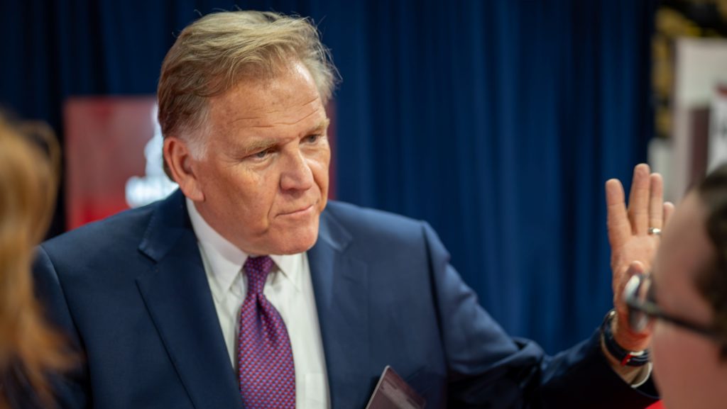 Former Michigan Congressman and GOP U.S. Senate candidate Mike Rogers at the Republican National Convention in Milwaukee, July 16, 2024.