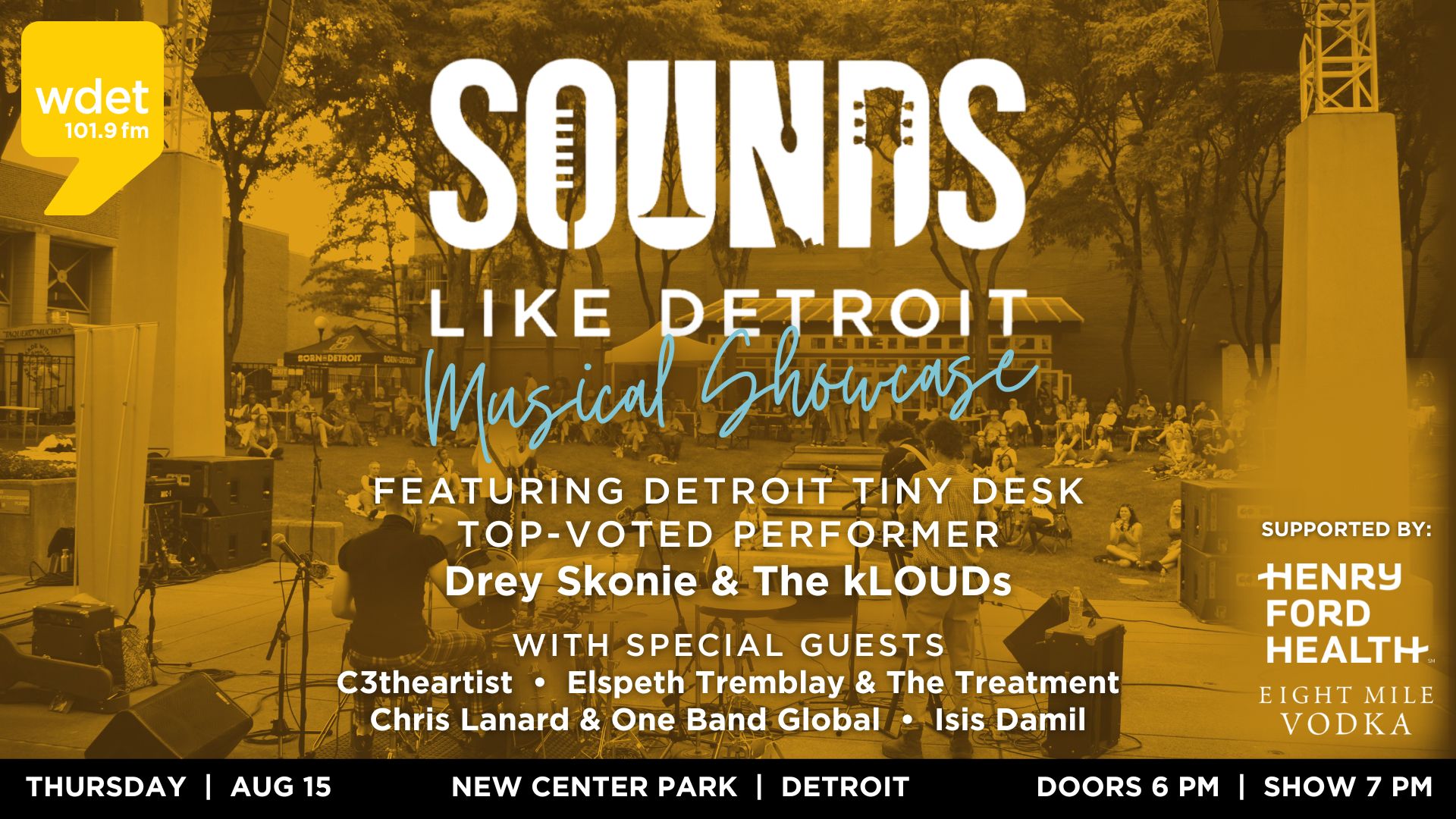 Sounds Like Detroit musical showcase, August 15 at New Center Park