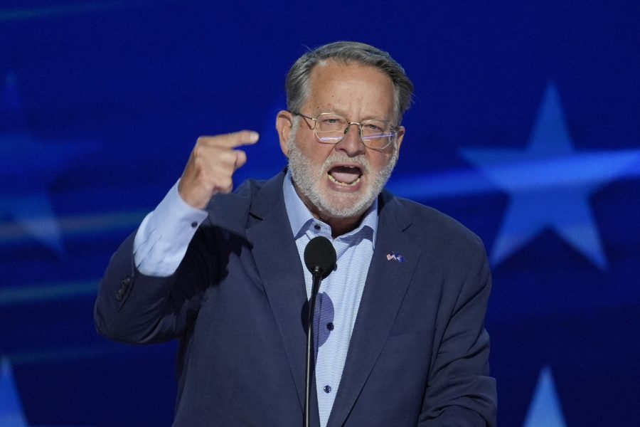 U.S. Sen Gary Peters, (D-Mich.), speaking during the Democratic National Convention Tuesday, Aug. 20, 2024, in Chicago.