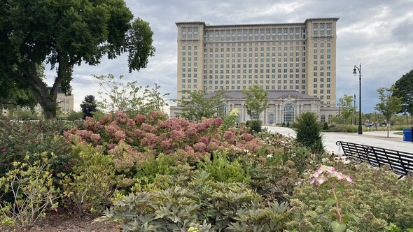 The newly renovated Roosevelt Park eliminated the road to create a unified park with lush gardens, swings, tables and walking paths.