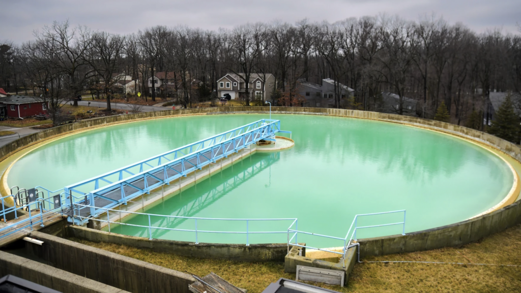 A clarifying tank at a Michigan drinking water plant.