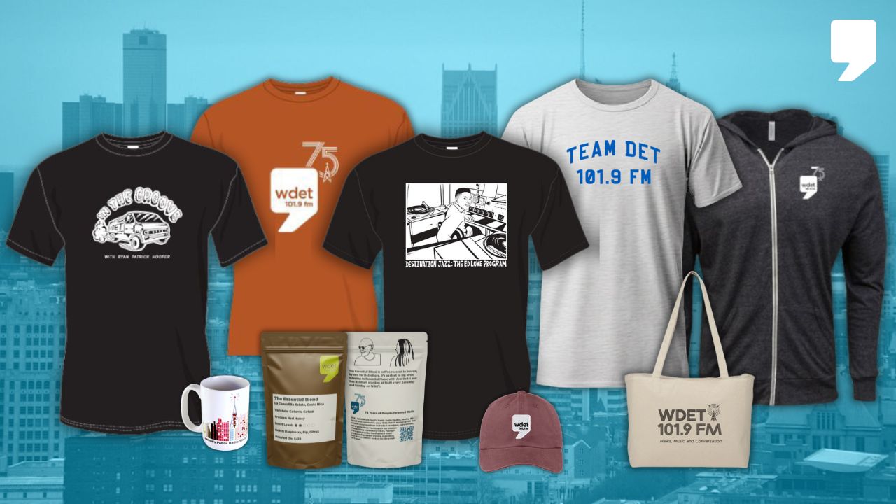 Become a sustaining member during WDET's 2024 Fall Fundraiser for a chance to win some brand new Detroit Public Radio swag.