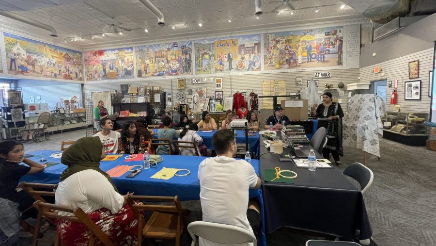 Fiber artist Fatema Haque led a Nakshi Kantha, a Bangladeshi hand embroidery workshop, on Saturday, Sept. 21, 2024, as part of the soft launch of a new Bengali diaspora exhibit at the Hamtramck Historical Museum.