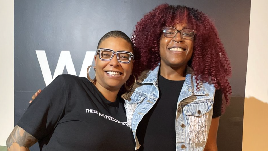 Black Artists Archive Founder Dr. Kelli Morgan (left) poses with "The Metro" host Tia Graham at WDET Studios on Monday, Sept. 30, 2024.