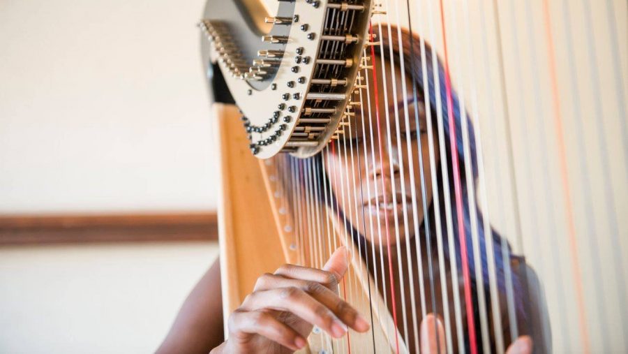 Photo of Detroit-based harpist Ahya Simone