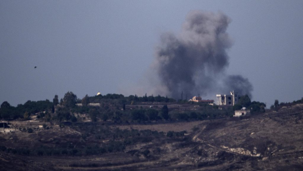 Smoke rises following an Israeli airstrike in southern Lebanon as seen from northern Israel, Monday, Sept. 30, 2024.