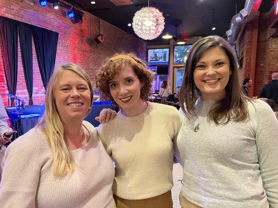 (From left) Alethia Kasben of Gongwer News Service, BridgeDetroit reporter Jordyn Hermani, and "MichMash" host Cheyne Roth at a special live edition of “MichMash” on Wednesday, Oct. 16, 2024, at Urban Beat in Lansing.