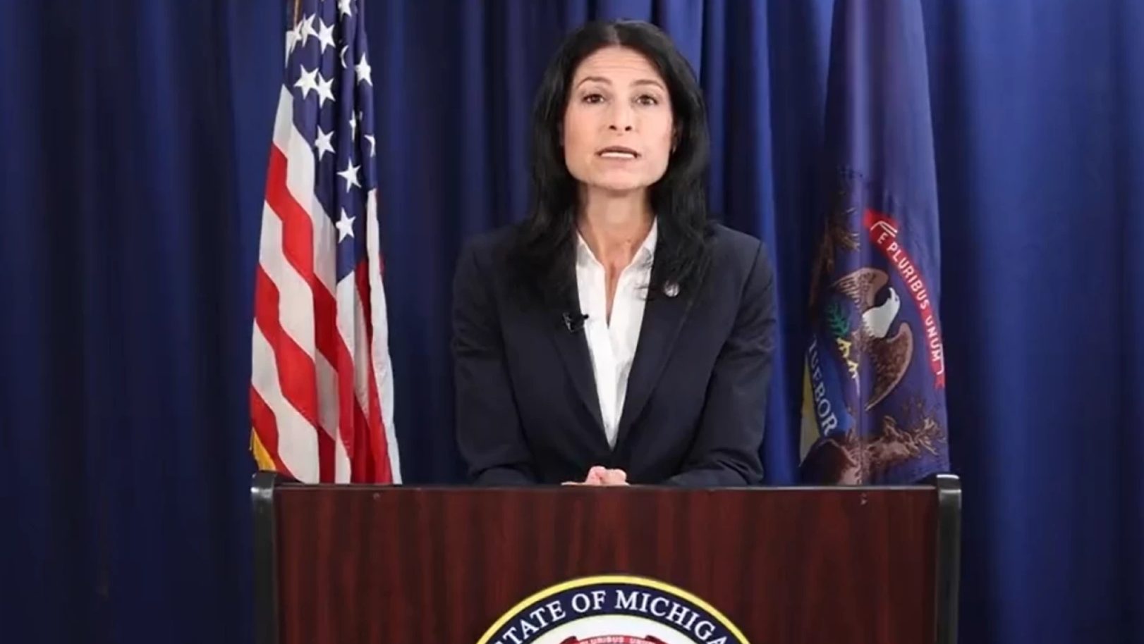 Michigan Attorney General Dana Nessel announces felony charges against 16 Republicans who, her office alleges, broke state law by acting as false electors in the 2020 presidential election.