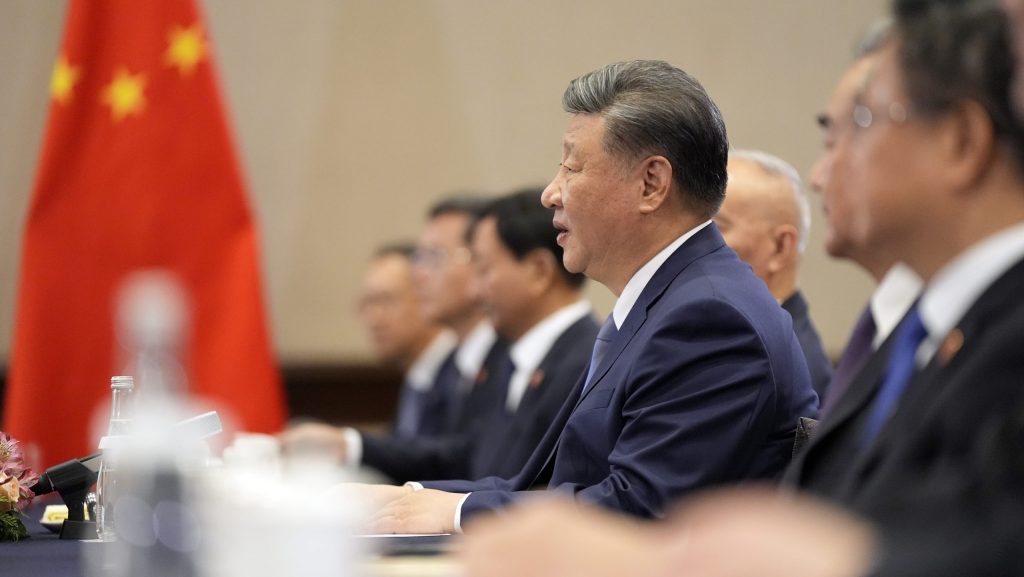 Chinese President Xi Jinping meets with President Joe Biden during a bilateral meeting, Saturday, Nov. 16, 2024, in Lima, Peru.