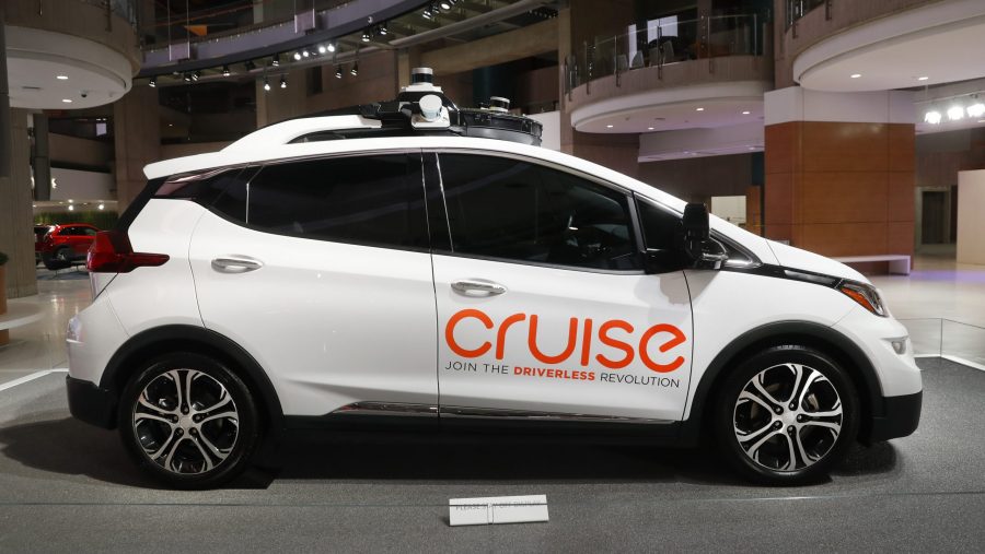 FILE - Cruise AV, General Motor's autonomous electric Bolt EV, is seen on Jan. 16, 2019, in Detroit.