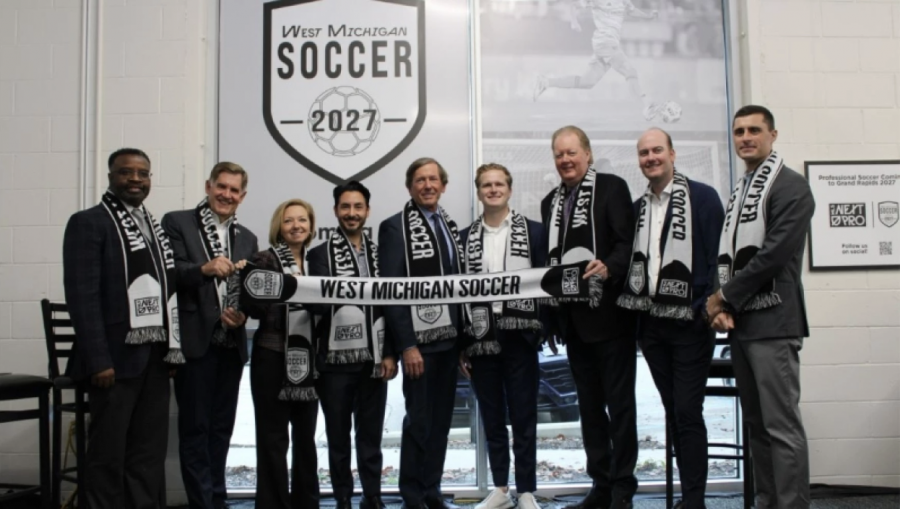 Community leaders and team owners announce league for new West Michigan soccer team.