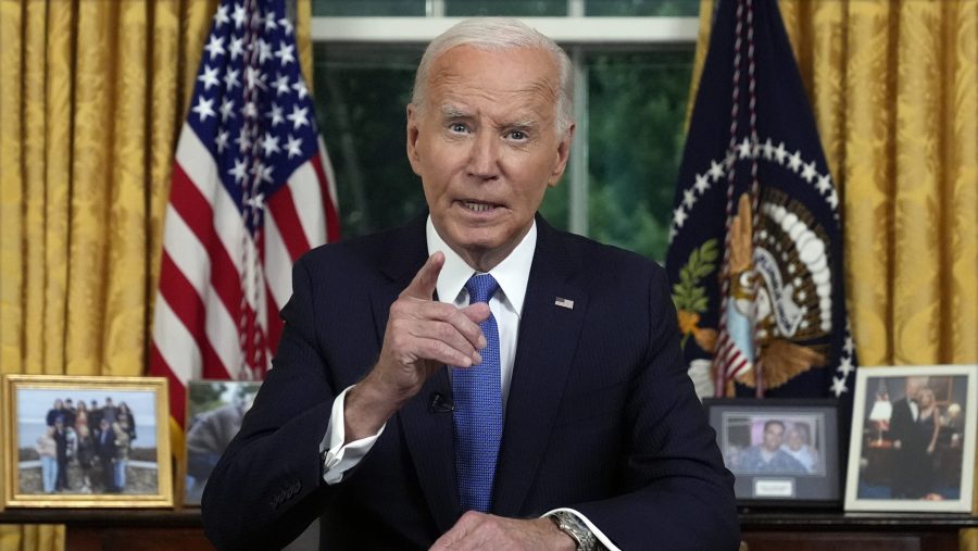 FILE - President Joe Biden addresses the nation from the Oval Office of the White House in Washington, July 24, 2024, about his decision to drop his Democratic presidential reelection bid.