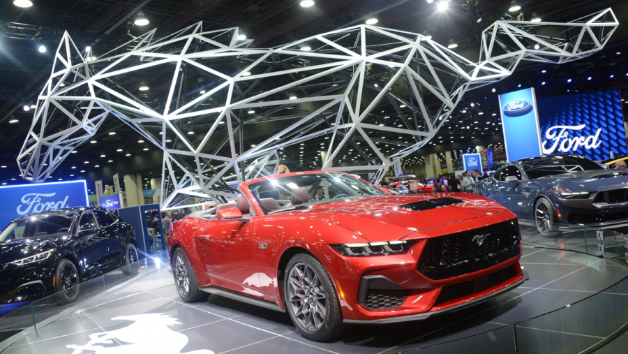 A scene from the Ford Motor Company display at the 2025 Detroit Auto Show.