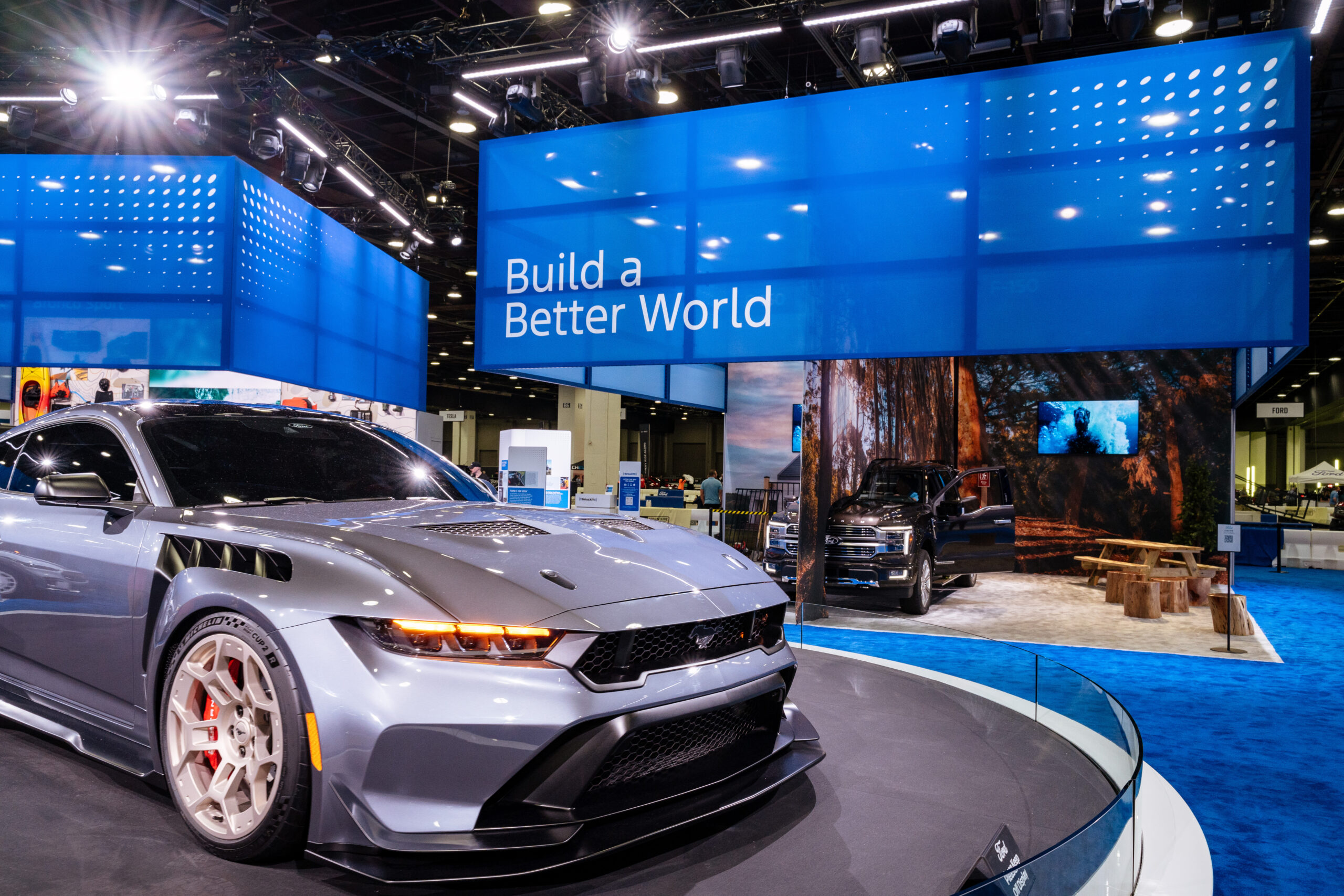 The Ford display at a previous Detroit Auto Show event. 