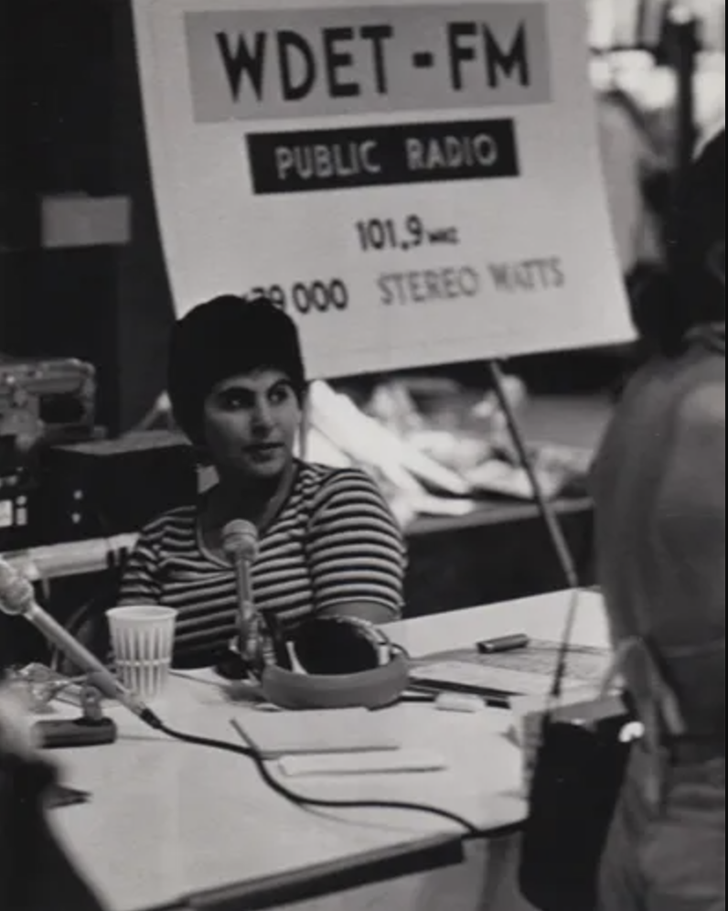 Adams at WDET Studios in 1975.