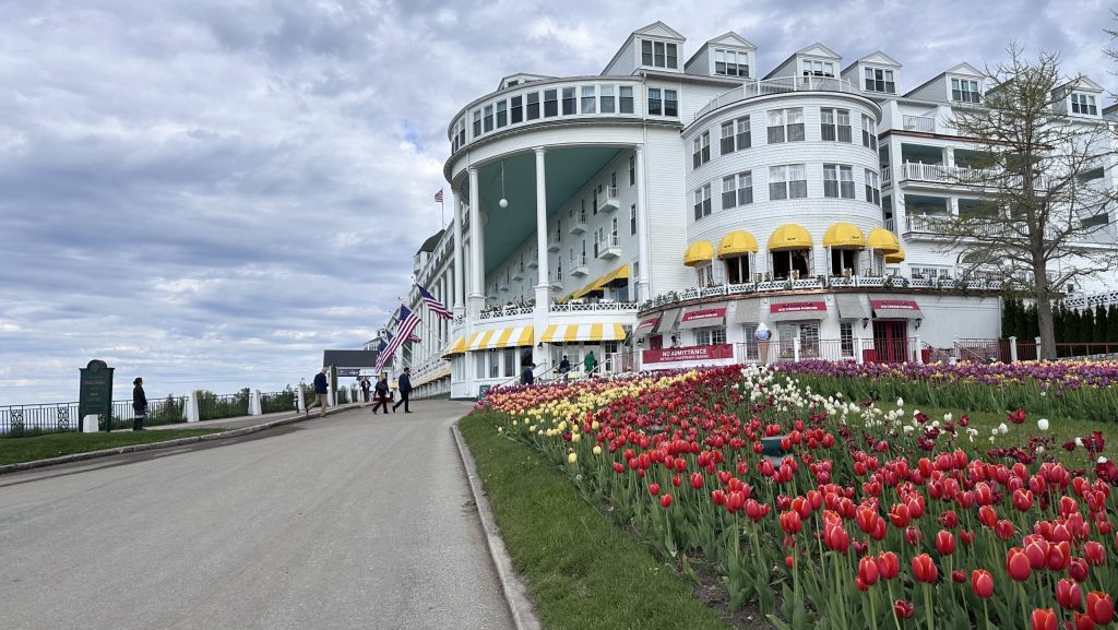 An exterior view of the Grand Hotel on Mackinac Island during the 2025 Mackinac Policy Conference.
